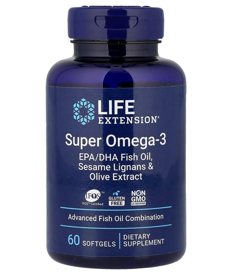 زيت السمك أوميغا-3 سوبر EPA/DHA مع لجنات السمسم ومستخلص الزيتون 60 كبسولة لينة