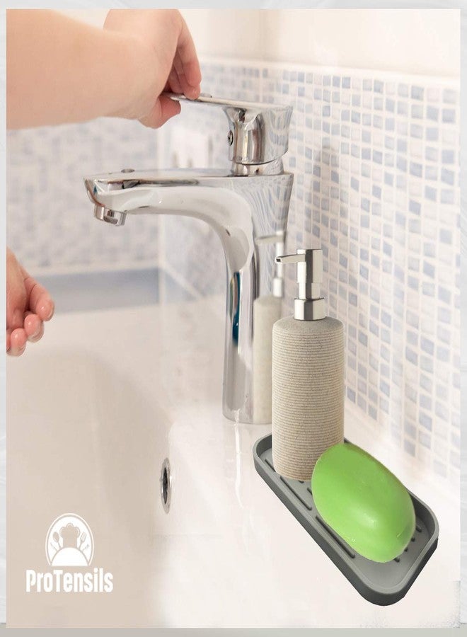 ProTensils Silicone Kitchen Sink Organizer for Sponge Holder, Soap Dispenser - Bathroom Organizer Pack of 2, 10” x 5.3” x 0.67” (2, Black) - Image 5
