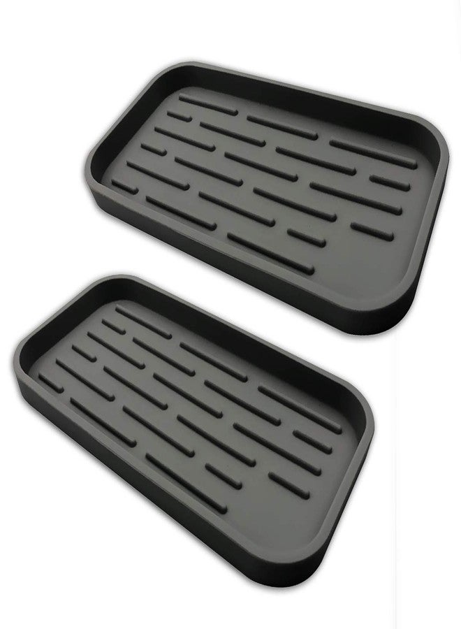 ProTensils Silicone Kitchen Sink Organizer for Sponge Holder, Soap Dispenser - Bathroom Organizer Pack of 2, 10” x 5.3” x 0.67” (2, Black) - Image 1