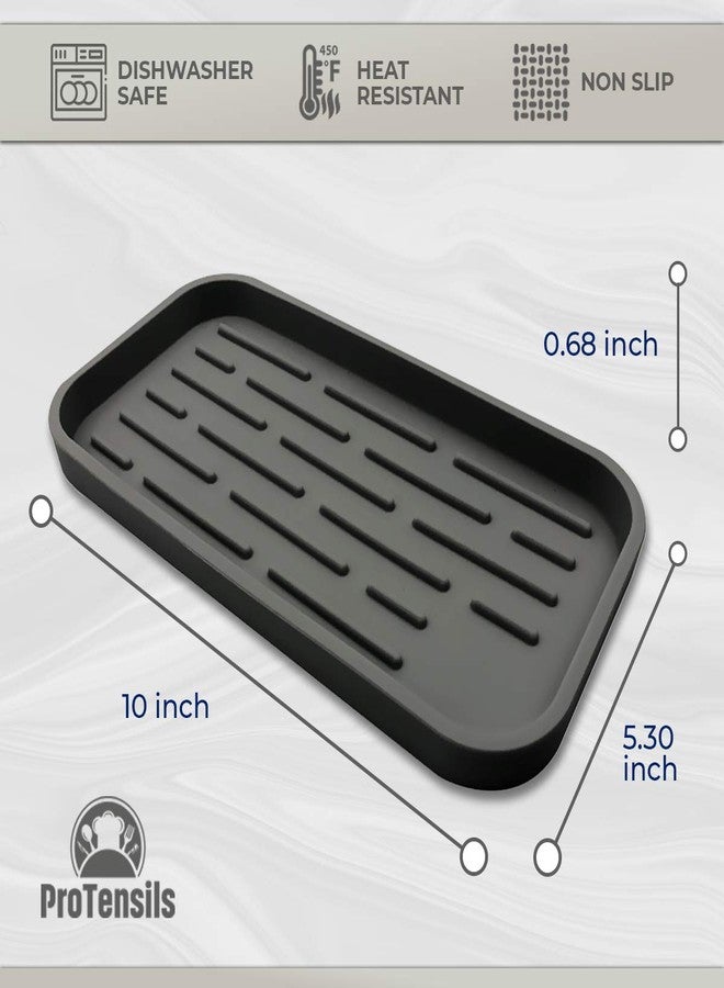 ProTensils Silicone Kitchen Sink Organizer for Sponge Holder, Soap Dispenser - Bathroom Organizer Pack of 2, 10” x 5.3” x 0.67” (2, Black) - Image 2