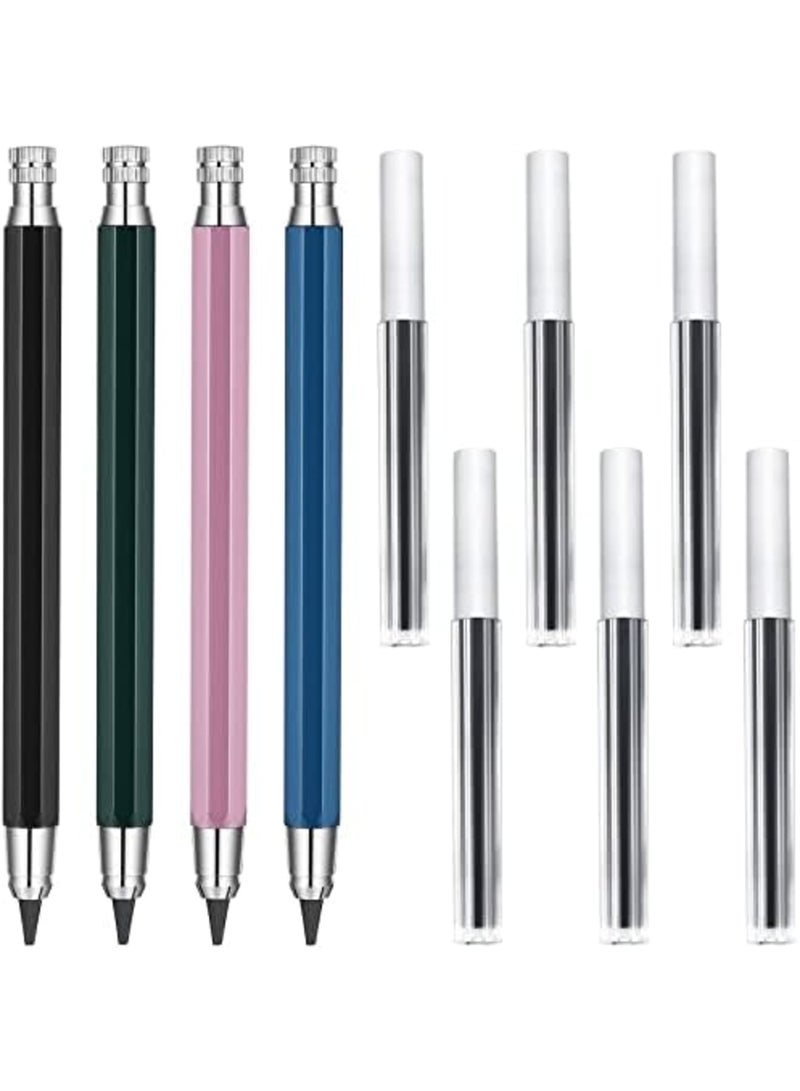 Luckam Mechanical Pencils Set, 4 Pieces 5.6 mm Sketch Metal Automatic Graphite Pencil with 6 Tubes Refills Pencil Replacements for Woodworking Architect Art Painter Drawing Crafting - Image 1