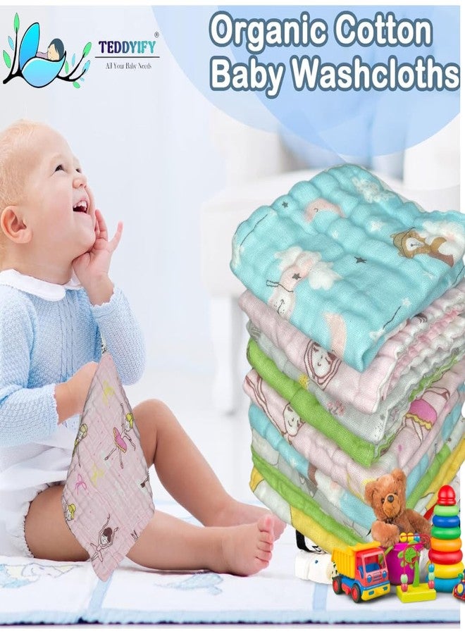 TEDDYIFY Baby Washcloths - Soft Face Cloths for Newborn, Absorbent Baby Wipes, Burp Cloths or Face Towels, Baby Registry as Shower | Pack of 5-10x10 inches (Multicolor (Printed), 25 X 25 Cm) - Image 5