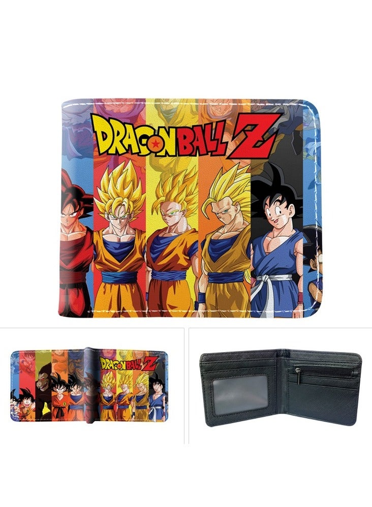 KUYING Anime Dragon Ball Short PU Leather Folding Wallet Large Capacity Storage Card Bag 
