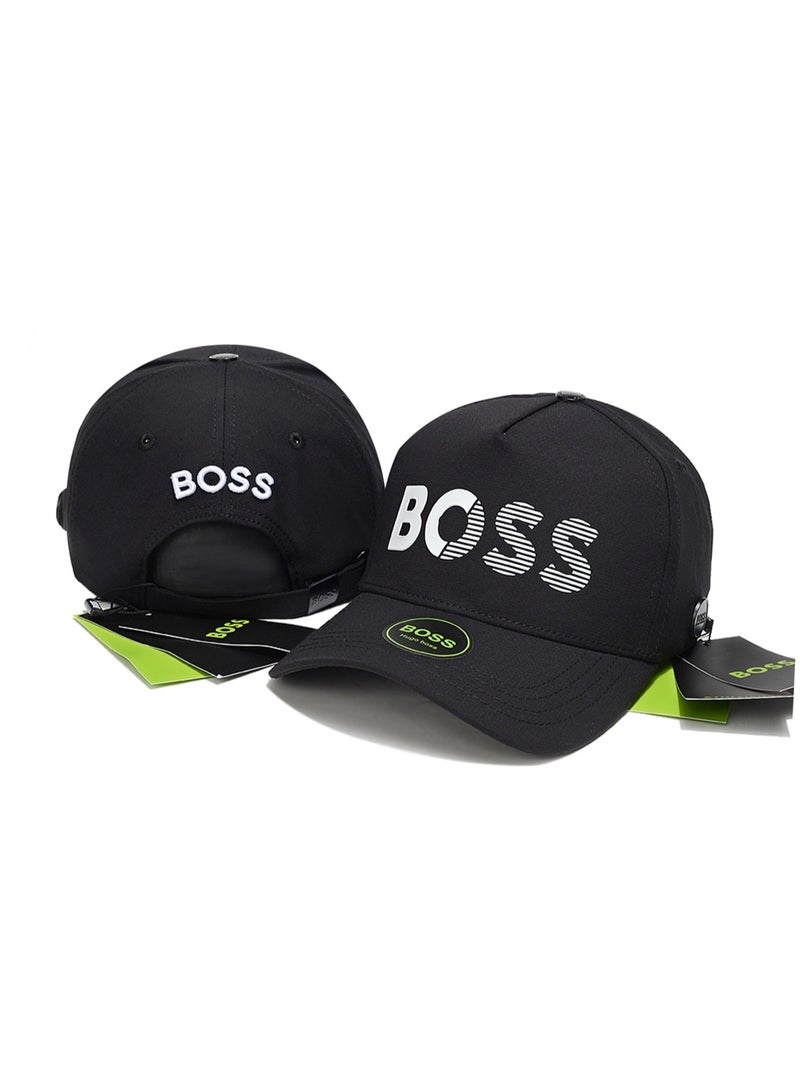 BOSS Black Baseball Cap with White Logo