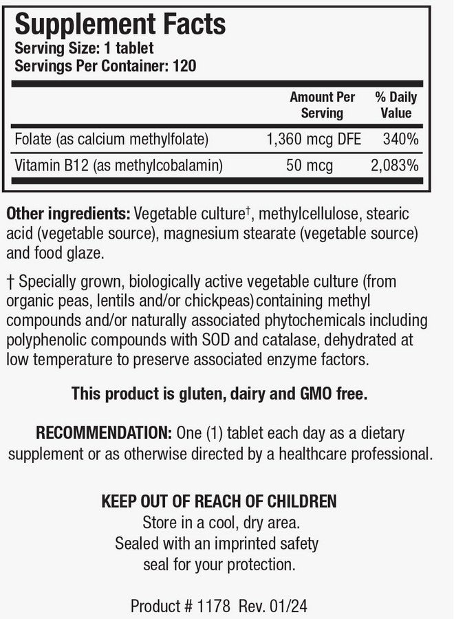 Biotics Research METHYLFOLATE Plus™ Methylfolate, Bioactive Folate + B12, Supports Cardiovascular Health, Fetal Development, Nerve Health, Methylation Support, Homocysteine Levels. 120 Tablets - Image 2