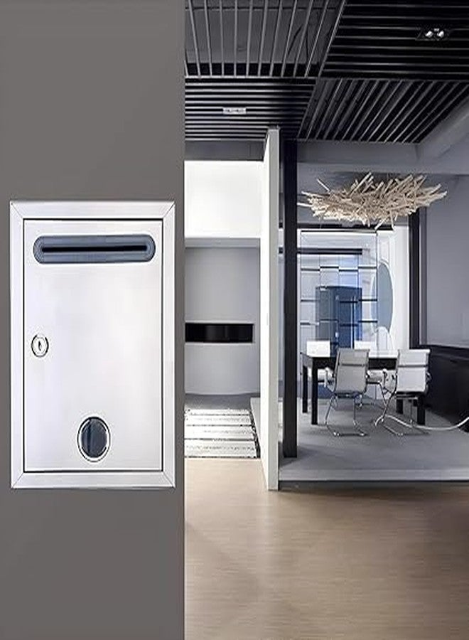 NANIAAY Stainless Steel Letterbox & Suggestion Box | Wall-Mounted Lockable Mailbox with 2 Keys | Durable Silver Hanging Box for Letters, Bills & Newspapers (13.5 x 10 x 5 in) - Image 2