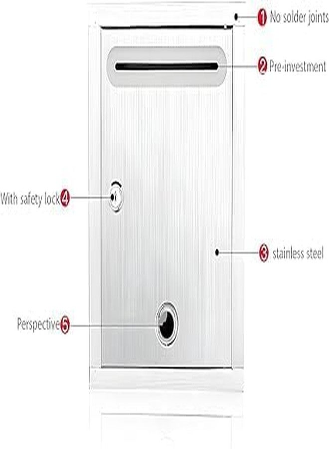 NANIAAY Stainless Steel Letterbox & Suggestion Box | Wall-Mounted Lockable Mailbox with 2 Keys | Durable Silver Hanging Box for Letters, Bills & Newspapers (13.5 x 10 x 5 in) - Image 5