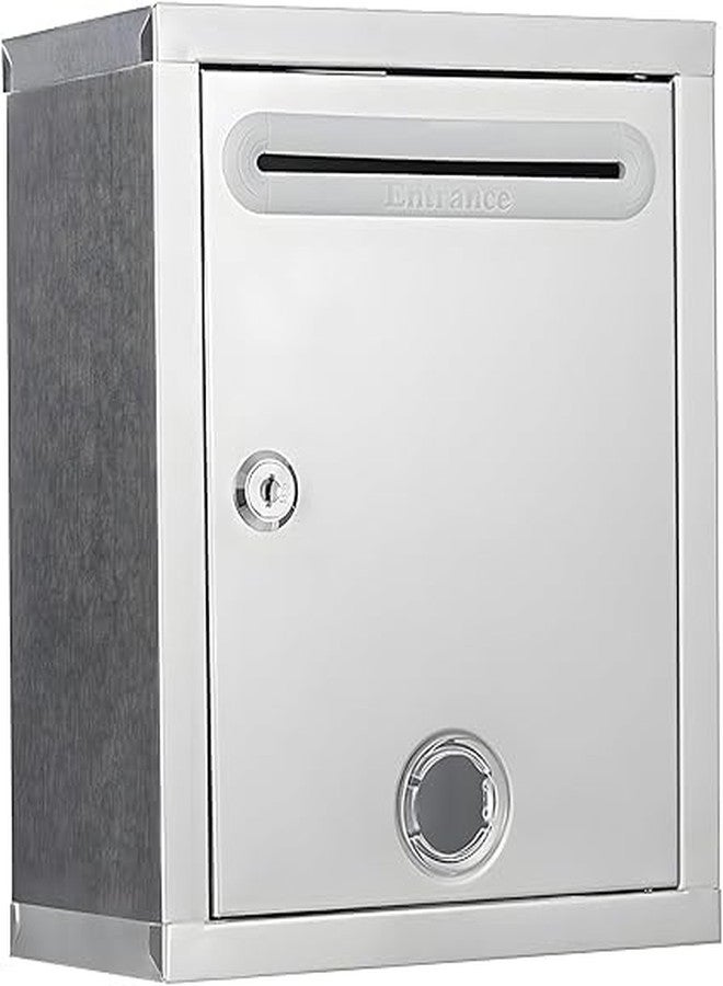 NANIAAY Stainless Steel Letterbox & Suggestion Box | Wall-Mounted Lockable Mailbox with 2 Keys | Durable Silver Hanging Box for Letters, Bills & Newspapers (13.5 x 10 x 5 in) - Image 1