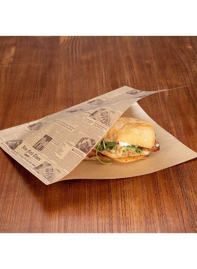 Restaurantware أكياس باج تي 10" × 9" مزدوجة الفتح، 100 ورقة دلي كبيرة - قابلة للتصرف، مقاومة للدهون، ورق جرائد لتغليف الطعام، للوجبات الخفيفة، البسكويت، وأكثر - Image 3