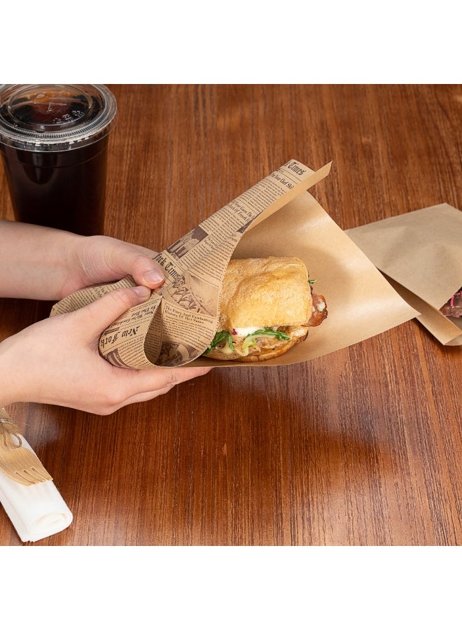 Restaurantware أكياس باج تي 10" × 9" مزدوجة الفتح، 100 ورقة دلي كبيرة - قابلة للتصرف، مقاومة للدهون، ورق جرائد لتغليف الطعام، للوجبات الخفيفة، البسكويت، وأكثر - Image 4
