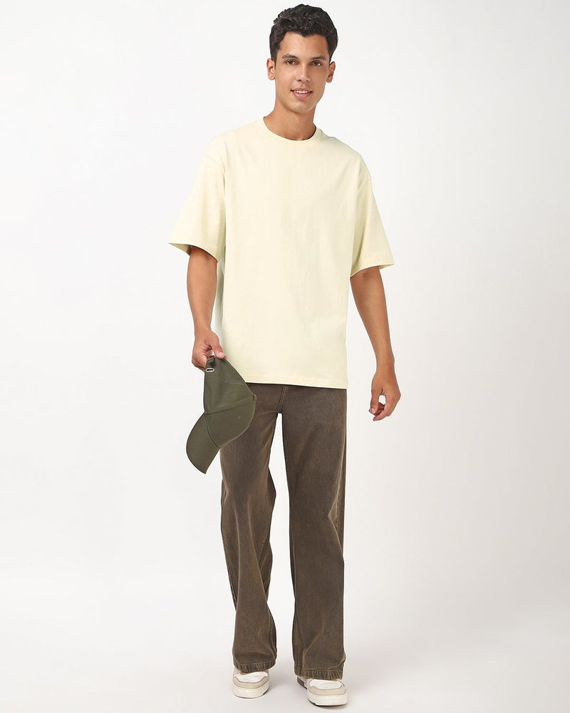 bewakoof Men's Off White Oversized T-shirt - Image 5