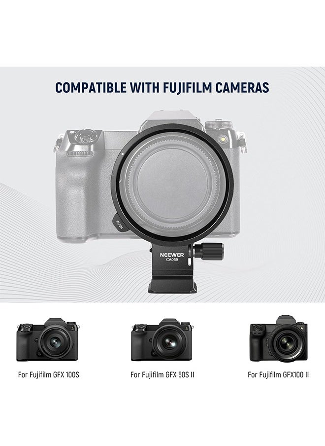 NEEWER Rotatable Collar Mount Plate for Fujifilm GFX100 II 100S 50S II, Fast Horizontal to Vertical Camera Tripod Lens Mount Ring Compatible with DJI RS 3/2 & Arca Quick Release System, CA059