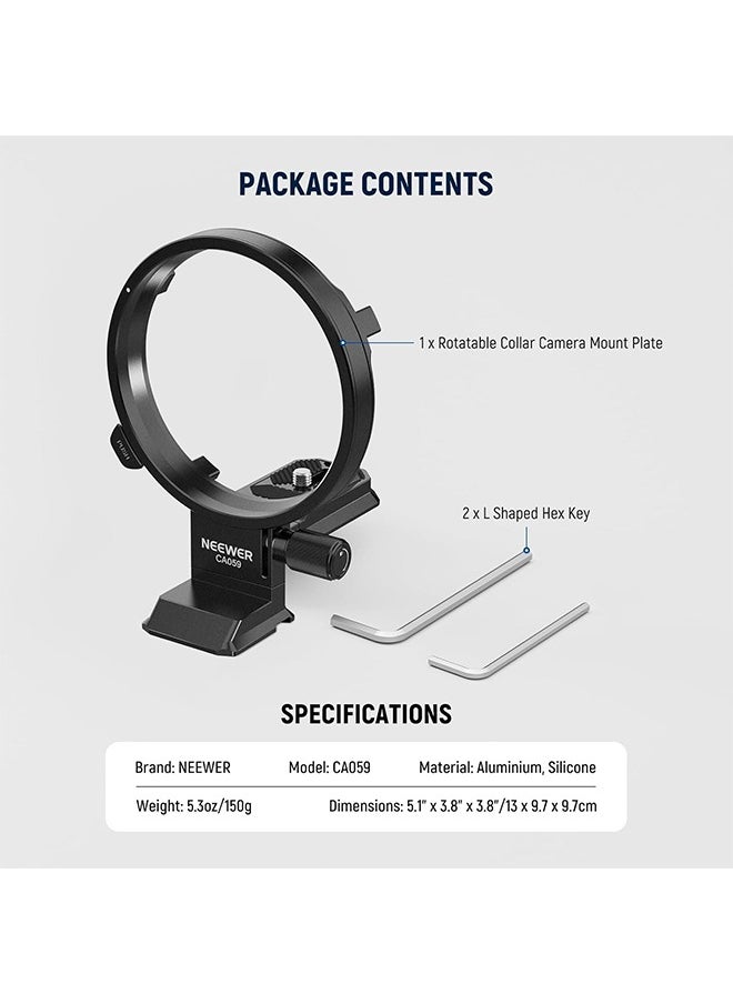 NEEWER Rotatable Collar Mount Plate for Fujifilm GFX100 II 100S 50S II, Fast Horizontal to Vertical Camera Tripod Lens Mount Ring Compatible with DJI RS 3/2 & Arca Quick Release System, CA059