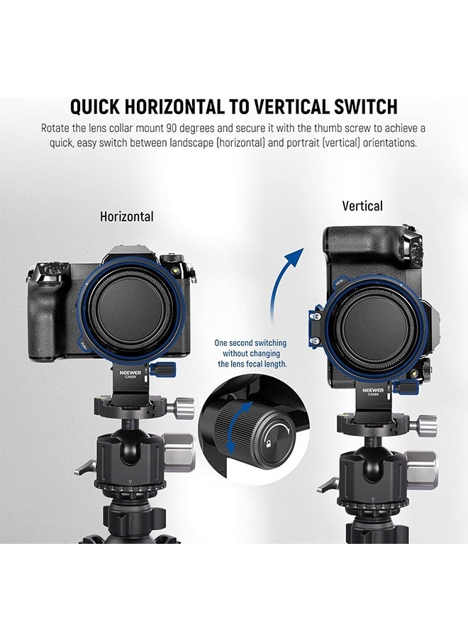 NEEWER Rotatable Collar Mount Plate for Fujifilm GFX100 II 100S 50S II, Fast Horizontal to Vertical Camera Tripod Lens Mount Ring Compatible with DJI RS 3/2 & Arca Quick Release System, CA059