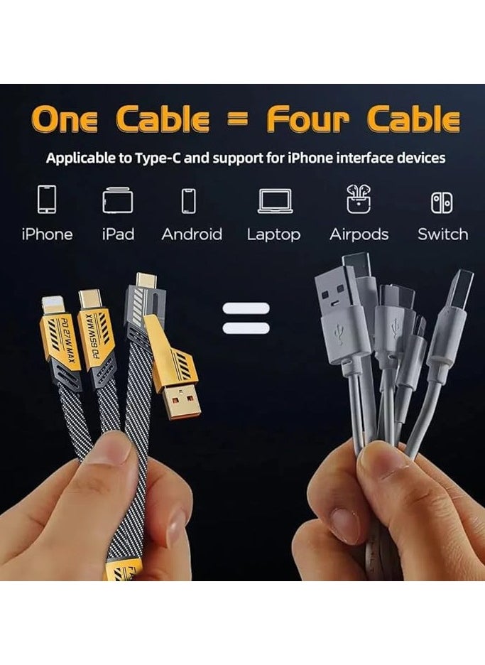 TIGER - 4-in-1 Multi Charging Cable, 120CM [65W] Fast Charging - iPhone 16/15/14/13 Pro Max, Airpods, iWatch, iPad, MacBook, Samsung S24/S23/S22 & Google (2M) - Image 1