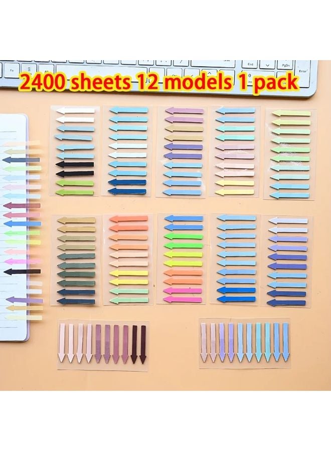 2400 Sheets Transparency Arrow Index Tabs Colorful Sticky Notes for Students Organization - Image 1