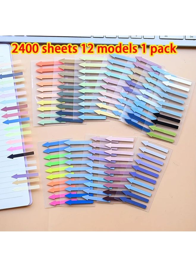 2400 Sheets Transparency Arrow Index Tabs Colorful Sticky Notes for Students Organization - Image 3