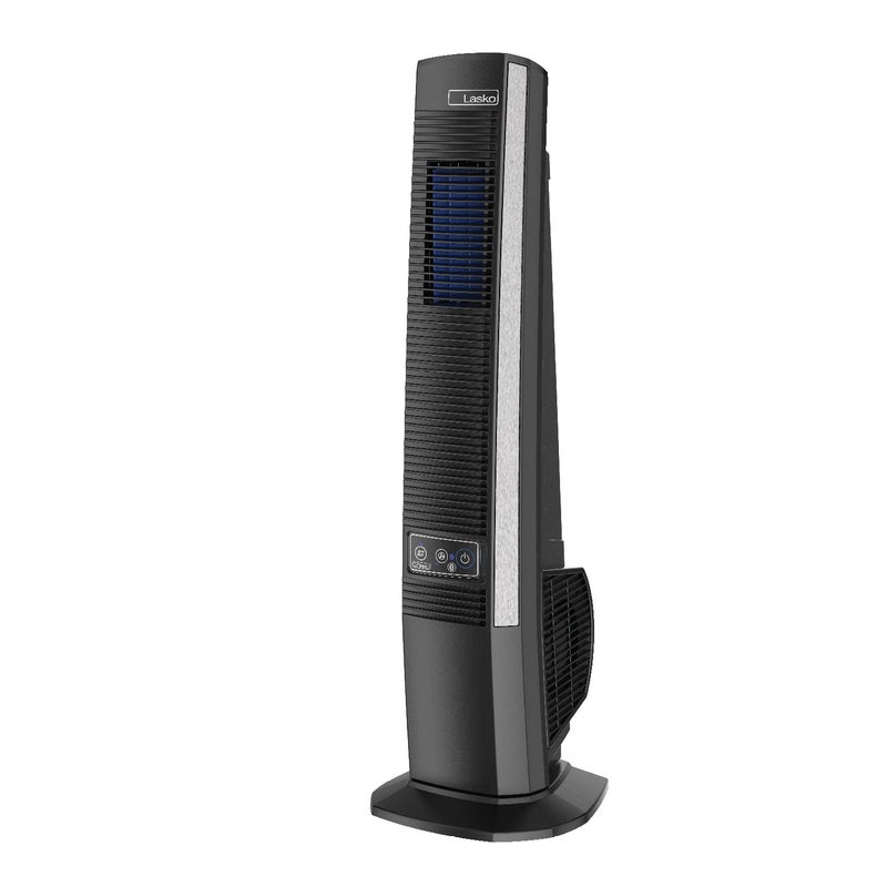 Lasko 42 Portable Outdoor Tower Fan with Bluetooth Technology for Decks Patios and Porches with 4 Speeds Night Mode Internal Oscillation Black YF200 Large