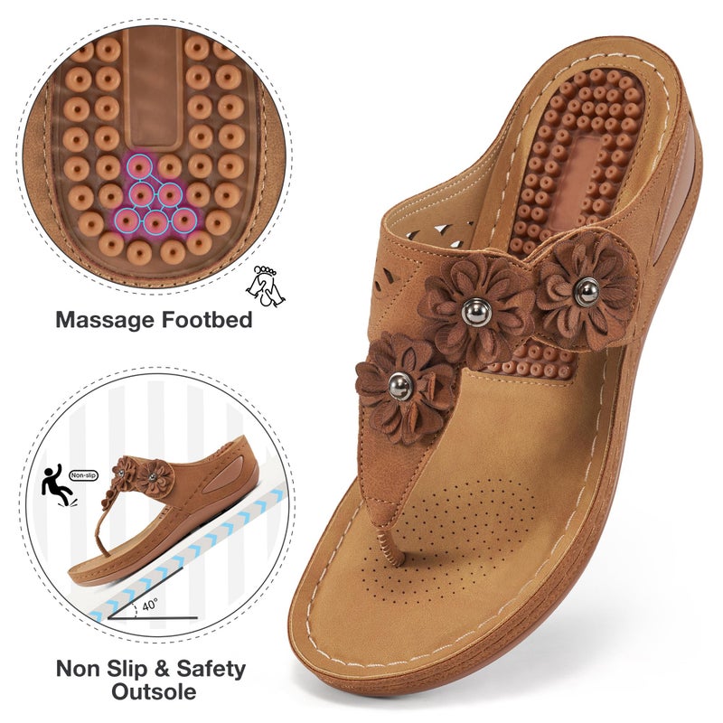 FUDYNMALC Sandals Women Wedge Shoes: Summer Dressy Flip Flops Comfortable Orthopedic Platform Footwear Casual Walking Wedges - Image 3