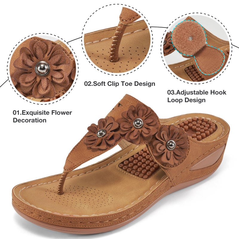 FUDYNMALC Sandals Women Wedge Shoes: Summer Dressy Flip Flops Comfortable Orthopedic Platform Footwear Casual Walking Wedges - Image 4