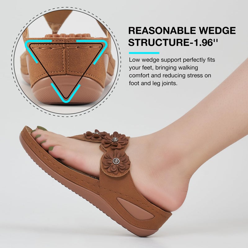 FUDYNMALC Sandals Women Wedge Shoes: Summer Dressy Flip Flops Comfortable Orthopedic Platform Footwear Casual Walking Wedges - Image 5