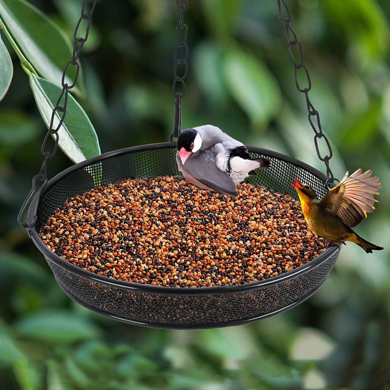 Trieez Hanging Bird Feeder, Birdfeeder Hanging for Garden Yard Outside Hanging Bird Feeder Tray - Metal Mesh Platform Feeders for Birds Outside Outdoors Hanging for Attracting Birds, 3Pcs - Image 4