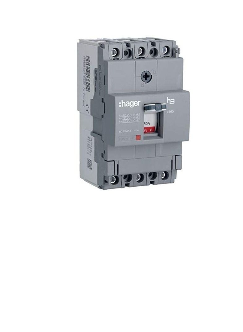 Hager Moulded Case Circuit Breaker 80A TP MCCB 25KA HHA080Z x160-H3  - Image 2