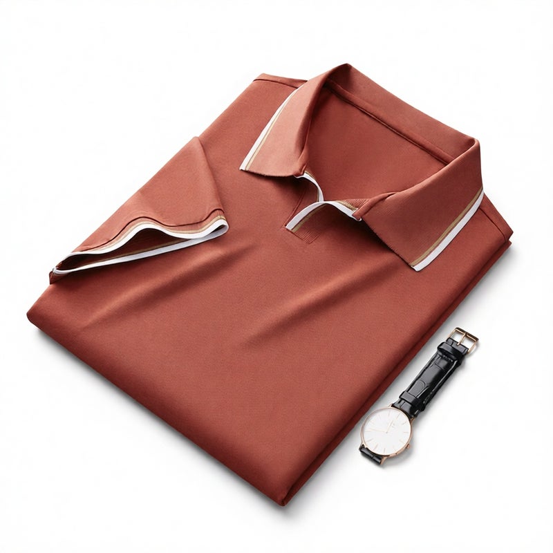 Men's Short Sleeve Polo Shirt Business Casual Wrinkle-Free Summer Work Top - Image 1