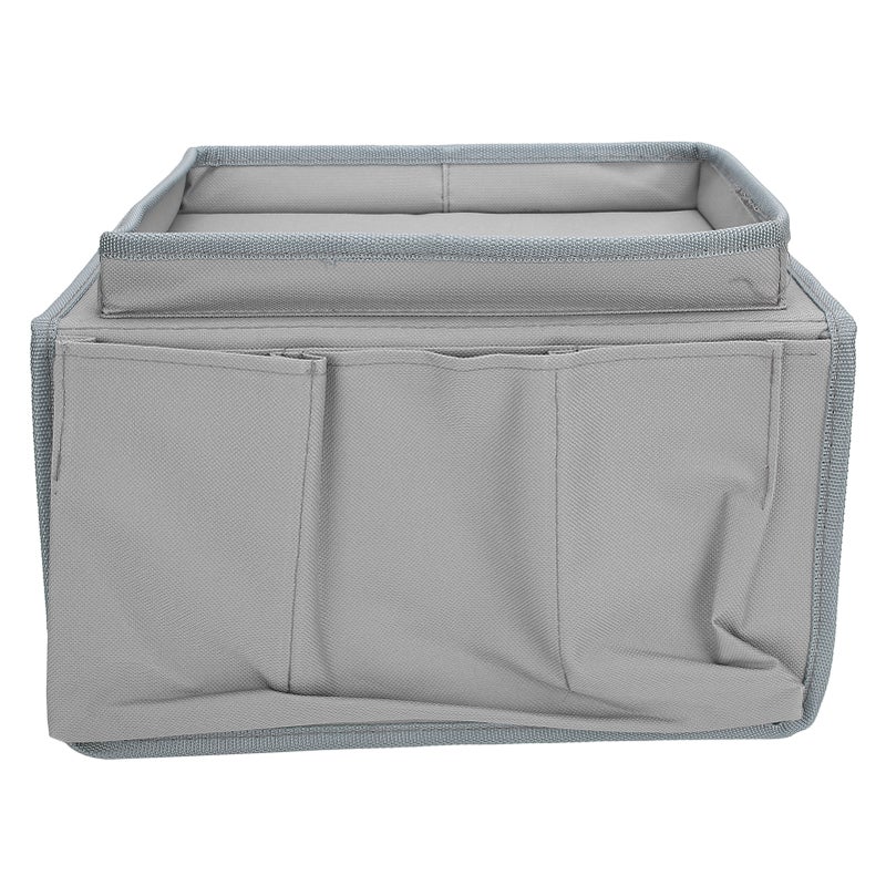 4 Pockets Sofa Armrest TV Remote Control Organizer Armchair Couch Bag with Cup Holder TrayGray - Image 5