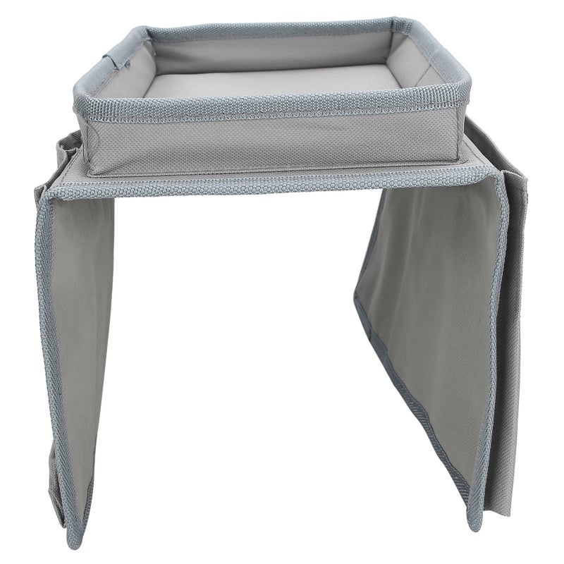 4 Pockets Sofa Armrest TV Remote Control Organizer Armchair Couch Bag with Cup Holder TrayGray - Image 3