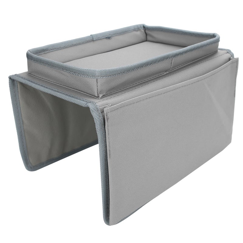 4 Pockets Sofa Armrest TV Remote Control Organizer Armchair Couch Bag with Cup Holder TrayGray - Image 2