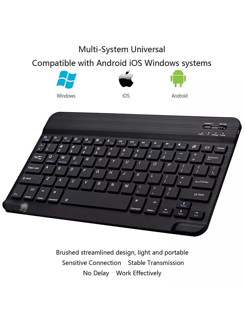 Ultra Slim Bluetooth Keyboard Portable Mini Rechargeable for Apple iPad iPhone Samsung Tablet Phone Smartphone iOS Android Windows 10 inch - Image 5