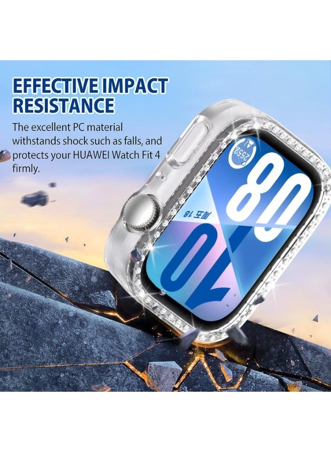 Bling Case Without screen protector for Huawei Watch Fit 4 pro, Hard PC Frame Case, Crystal Diamonds Bumper Cover for Women Girls, Slim Protective Cover for Huawei Watch Fit 4 pro (clear) - Image 5