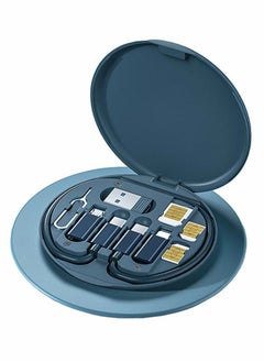 Excefore USB Cable Conversion Storage Box,Multi-type Charging Cable Converter, Micro DataTransfer Tool Contains SIM Card Slot Tray Eject Pin,also used as a Phone Holder (Midnight Blue) Visit the KASTWAVE Store  - Image 1