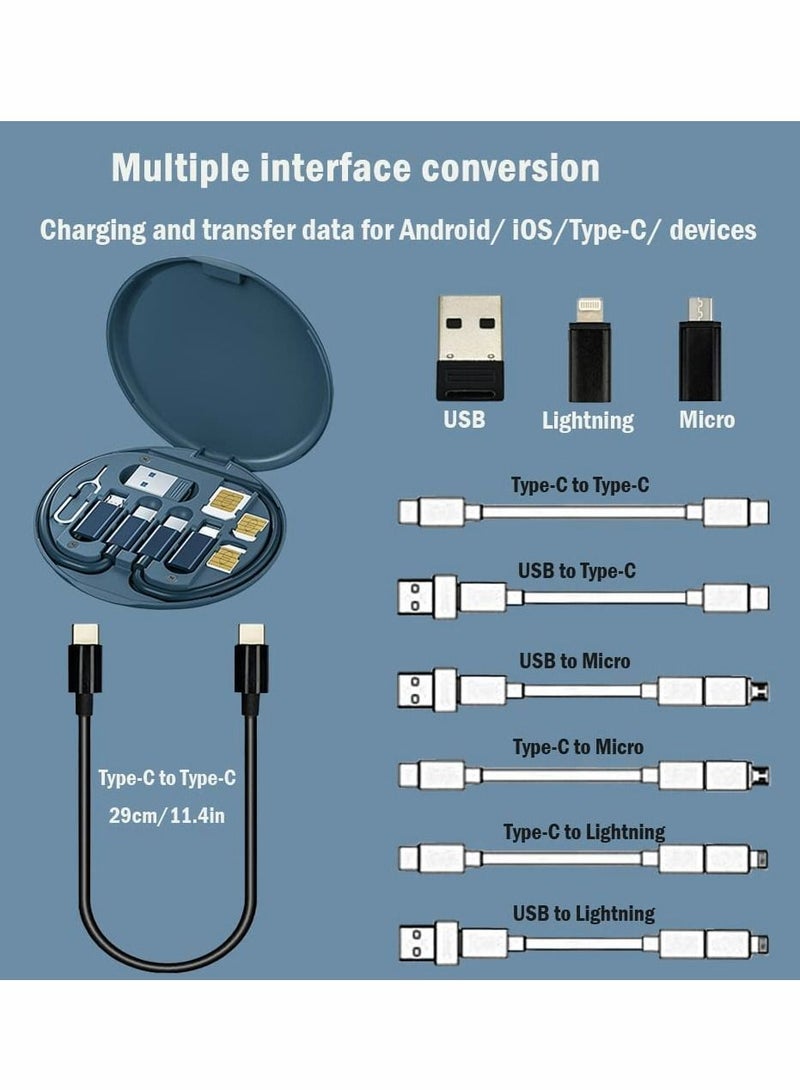 Excefore USB Cable Conversion Storage Box,Multi-type Charging Cable Converter, Micro DataTransfer Tool Contains SIM Card Slot Tray Eject Pin,also used as a Phone Holder (Midnight Blue) Visit the KASTWAVE Store  - Image 2