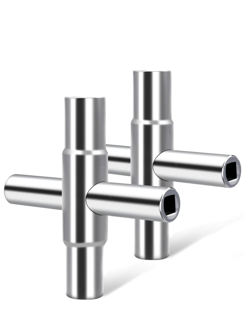 Excefore 2 Pcs Silver Water Key Steel Sillcock Wrench, 4  Way Sillcock Key Wrench, Suitable for Sillcocks Faucets Valves Spigots,1/4", 9/32", 5/16", 11/32"  - Image 1