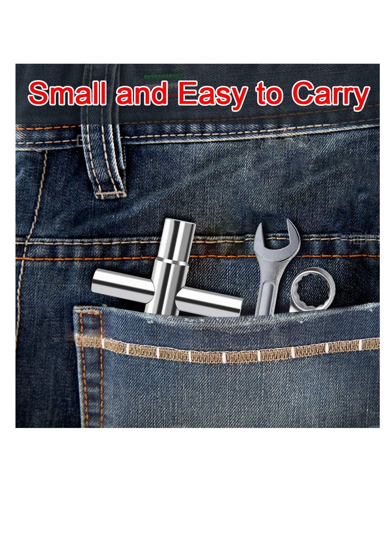 Excefore 2 Pcs Silver Water Key Steel Sillcock Wrench, 4  Way Sillcock Key Wrench, Suitable for Sillcocks Faucets Valves Spigots,1/4", 9/32", 5/16", 11/32"  - Image 3