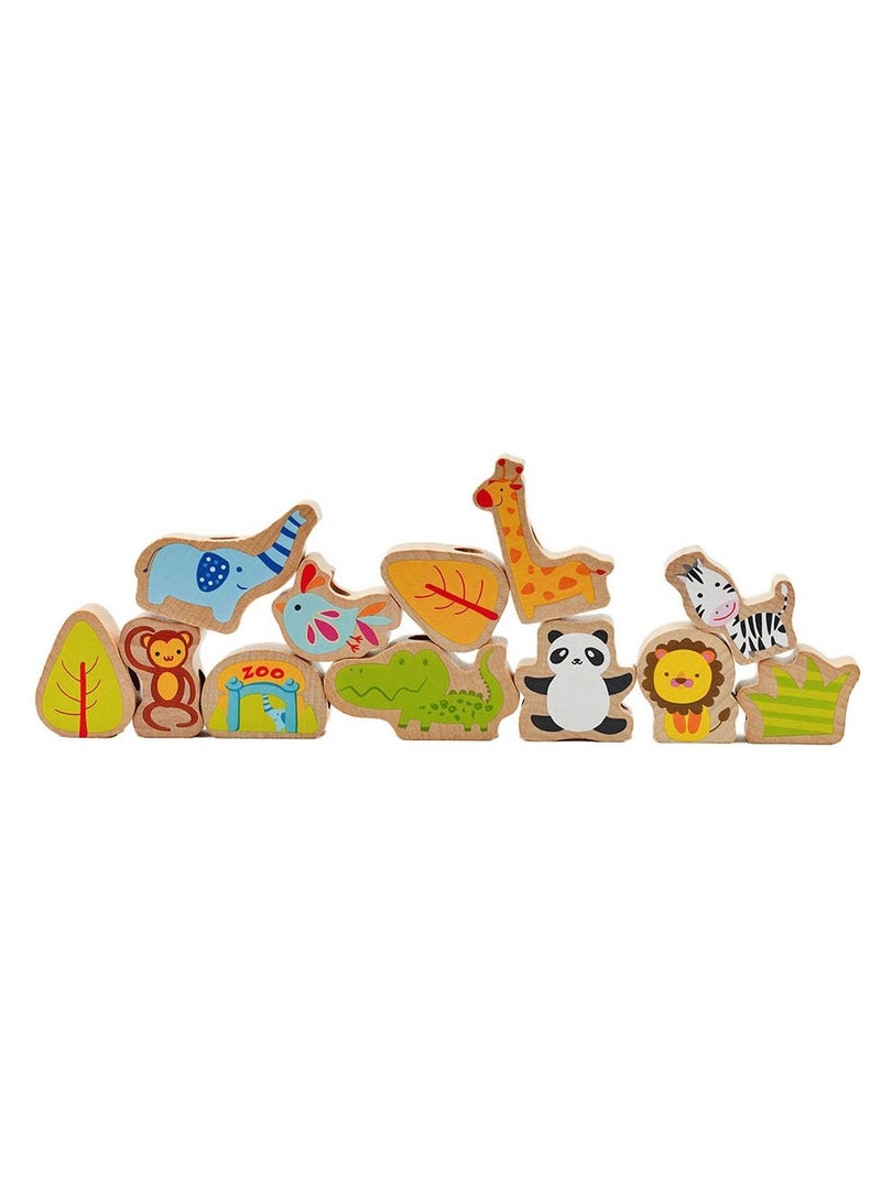 Classic World Zoo Beads - Wooden Bead Set for Kids, Animal-Themed Stringing Toy, Pattern Making, Creative Play, Counting, Gift for Children, Colorful Beads for Kids