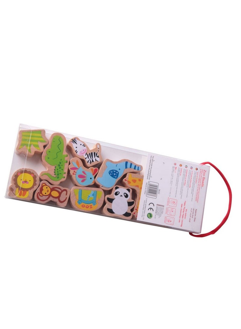 Classic World Zoo Beads - Wooden Bead Set for Kids, Animal-Themed Stringing Toy, Pattern Making, Creative Play, Counting, Gift for Children, Colorful Beads for Kids