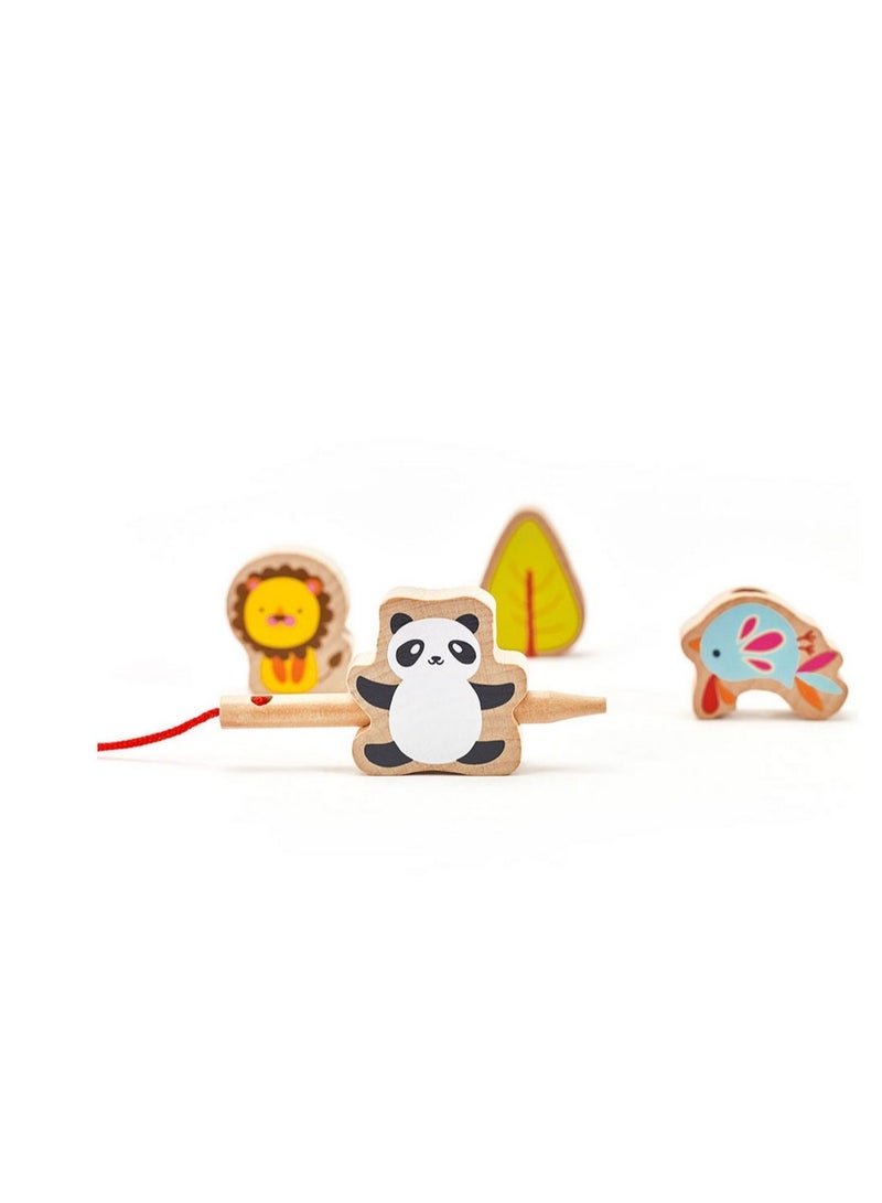 Classic World Zoo Beads - Wooden Bead Set for Kids, Animal-Themed Stringing Toy, Pattern Making, Creative Play, Counting, Gift for Children, Colorful Beads for Kids