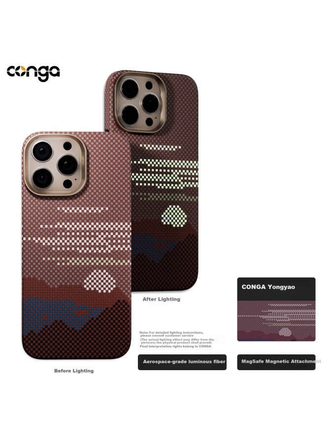 Conga Apple Iphone 16 Pro Case Kevlar Aramid Fiber Full Coverage Ultra-thin Shockproof Magnetic Metal Ring Fire