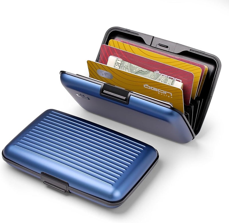 ÖGON -DESIGNS- Aluminum card holder, RFID Protection against fraud and demagnetization, Compact wallet, Smart Case STOCKHOLM V1 model (Aluminum Navy Blue) - Image 2