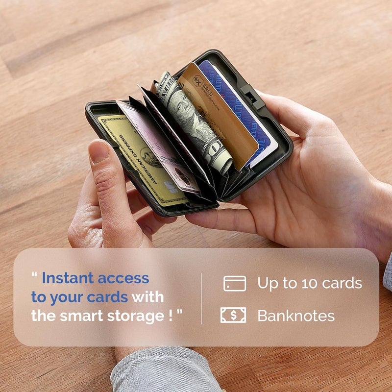 ÖGON -DESIGNS- Aluminum card holder, RFID Protection against fraud and demagnetization, Compact wallet, Smart Case STOCKHOLM V1 model (Aluminum Navy Blue) - Image 4