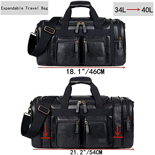 BAOSHA Vegan Leather Travel Duffel Weekender Bag Carry on Overnight Bag Sports Duffel bag For men and Women HB-21 (Black) - Image 3