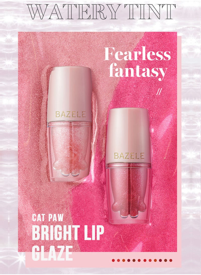 BAZELE 1 Color Matte Liquid Lipstick Cat Paw Mirror Bright Lip Gloss Long Lasting Waterproof Moisturizing Velvet High Pigmented Watery Tinted Lip Makeup for Women  - Image 2
