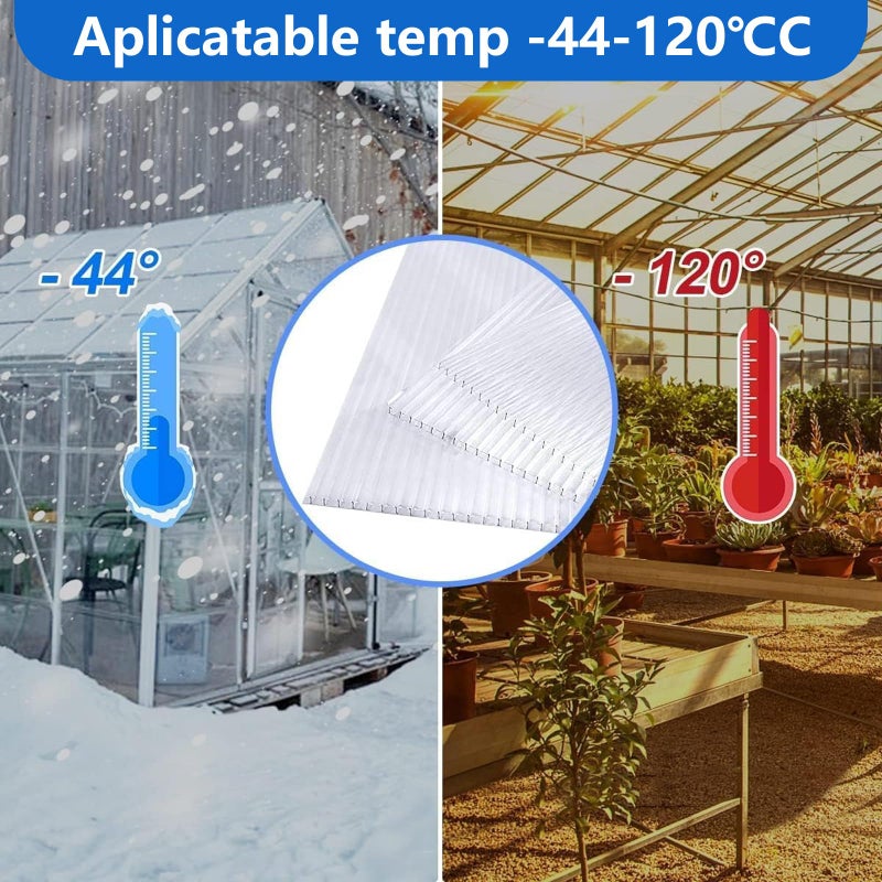 DGSL 6 Pcs Polycarbonate Greenhouse Panels, 4' x 2' x 0.16'' Twin-Wall Panels, Polycarbonate Sheet for All Weather Outdoor Garden and Greenhouse Covering - Image 2