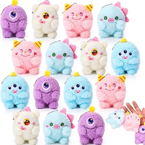 Aoriher 15 Pcs Monster Stuffed Animals Bulk Mini Plush Toys 4 Inches Small Plush Keychain Adopt a Monster for Kid Birthday Party Favor Exchange Gift Classroom Prizes Easter Basket Stuffers 5 Styles - Image 1