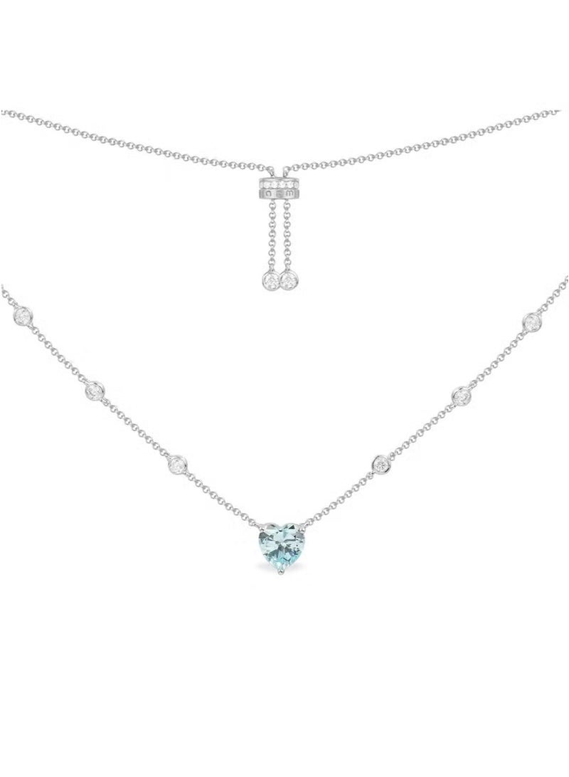 MONACO Blue Heart Adjustable Necklace - silver - Image 1
