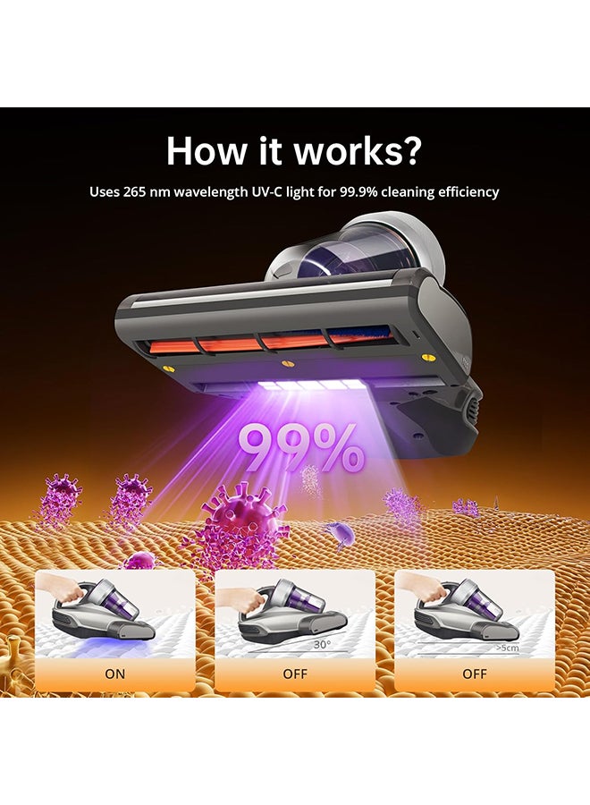 Jimmy JV35 Mattress Vacuum Cleaner, Anti-allergen Bed Vacuum Cleaner with UV-C Light & High Heating Tech, 14Kpa Suction 700W Powerful Handheld Vacuums for Dust & Pet Hair 500 ml 700 W JV35 Silver/Purple - Image 4
