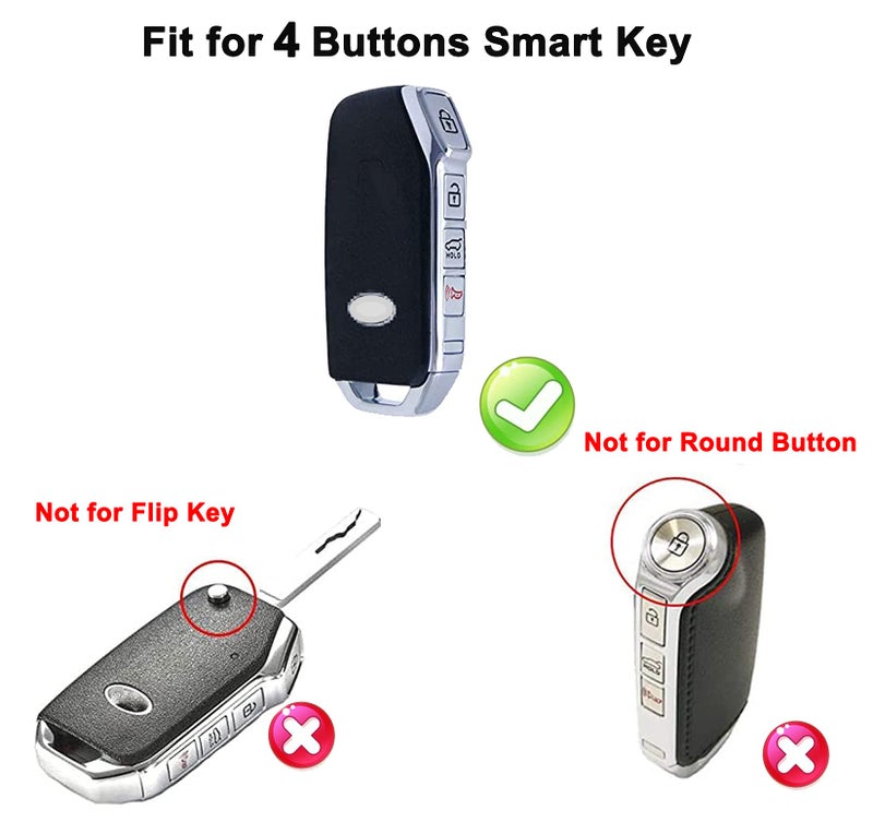 Muxkenper Key Fob Cover Case Fit for Kia Ceed Cerato Forte Niro Seltos Sorento Soul Sportage Telluride K5 Keyless Entry Remote Case Holder ABS Carbon Fiber Pattern (4 Buttons, Blue) - Image 2
